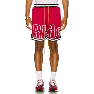 RHUDE Men's Court Logo Short Size S In Maroon